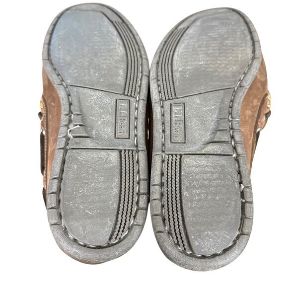LL Bean Mens Brown Leather Slip On Boat Shoes Loafers Preppy Casual sz 8 EE Wide - Picture 15 of 16